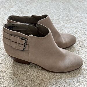 Sam Edelman Petal Suede Leather Side Zip Buckle Ankle Booties 8.5